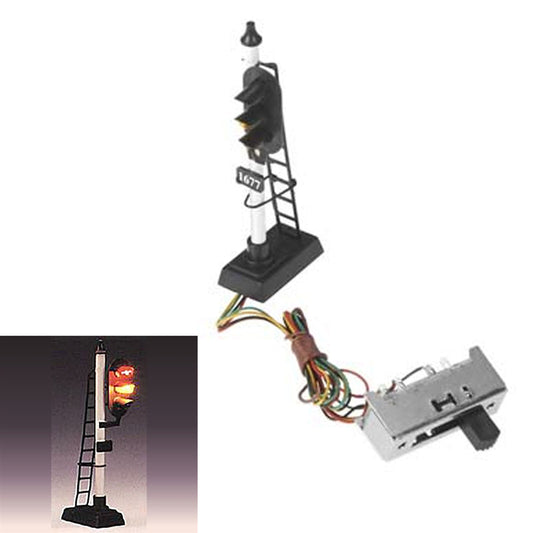 Model Power 1677-1 Railroad Lighted Signals 3 Lights Red/Green/Amber : HO Scale