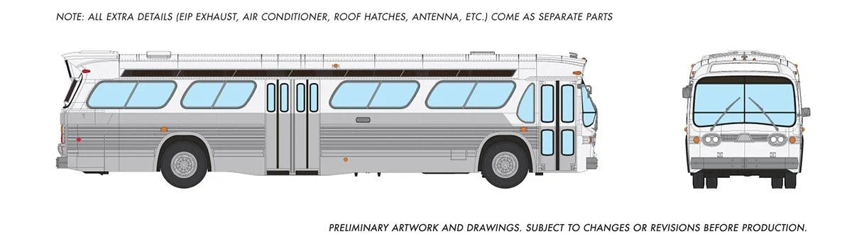 Rapido 751037 HO 1/87 New Look Bus (Deluxe): Unlettered Transit w/ dual doors: White/Silver