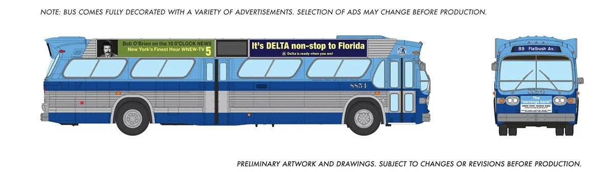 Rapido 753146 HO 1/87 New Look Bus (Deluxe): New York MTA - Blue: #8854 with ads