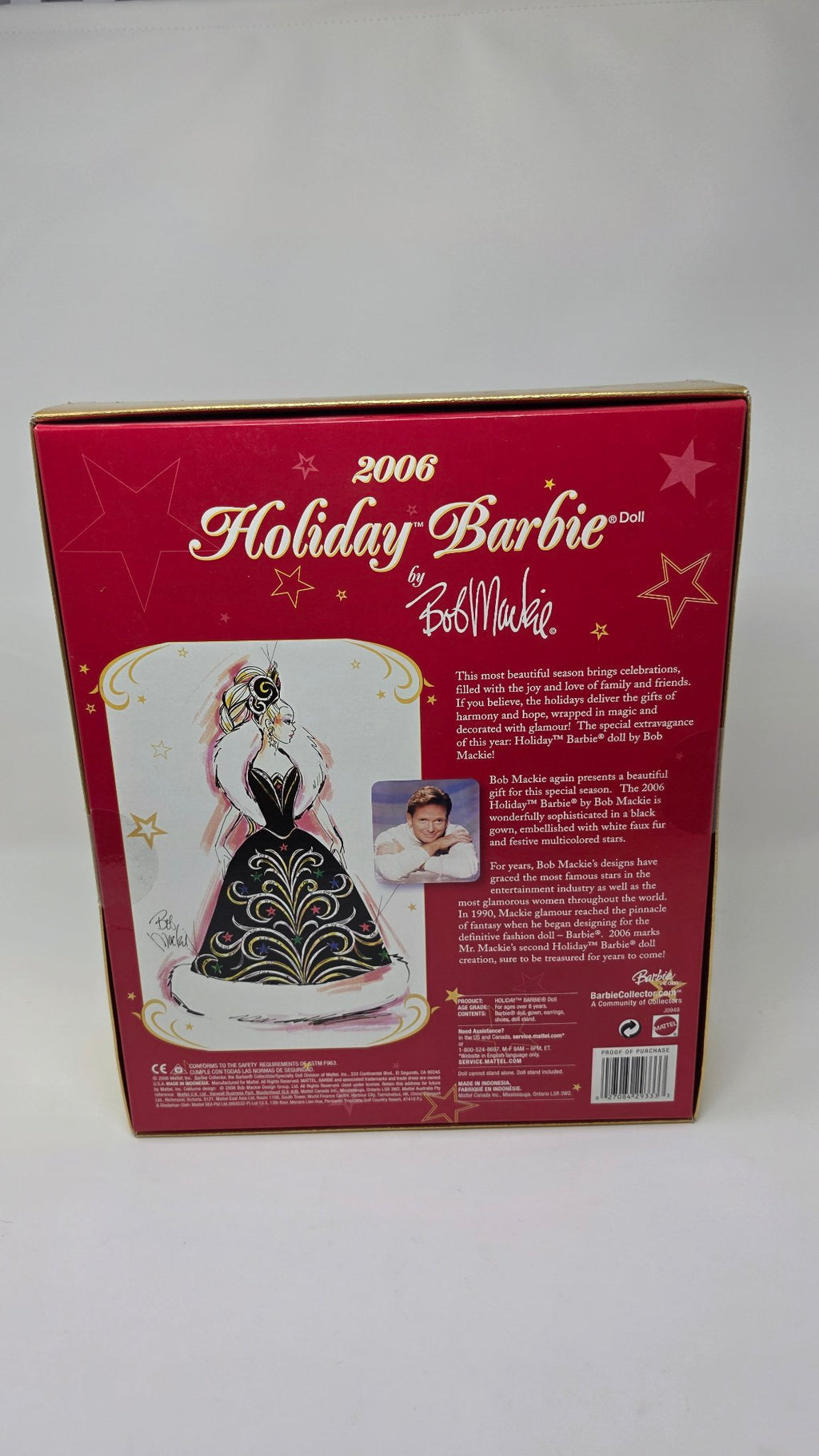 2006 Holiday Barbie by Bob Mackie box back
