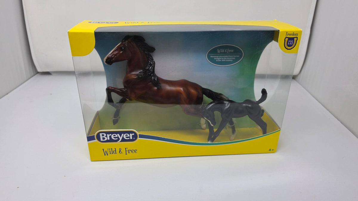 Breyer Wild and Free mustang and foal set in box, front view