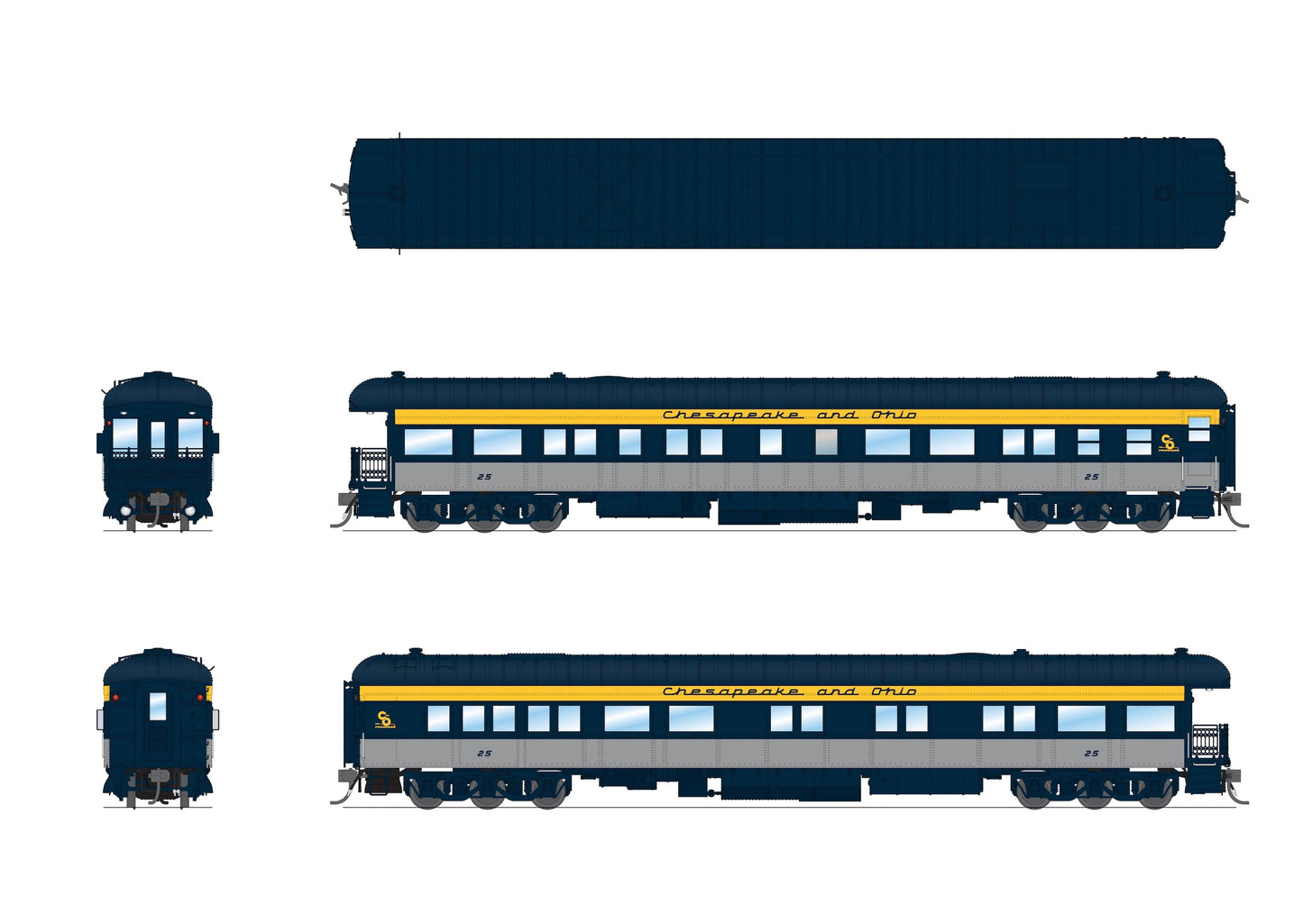 Broadway Limited Imports 8951 Chesapeake & Ohio Business Car #25, HO Scale
