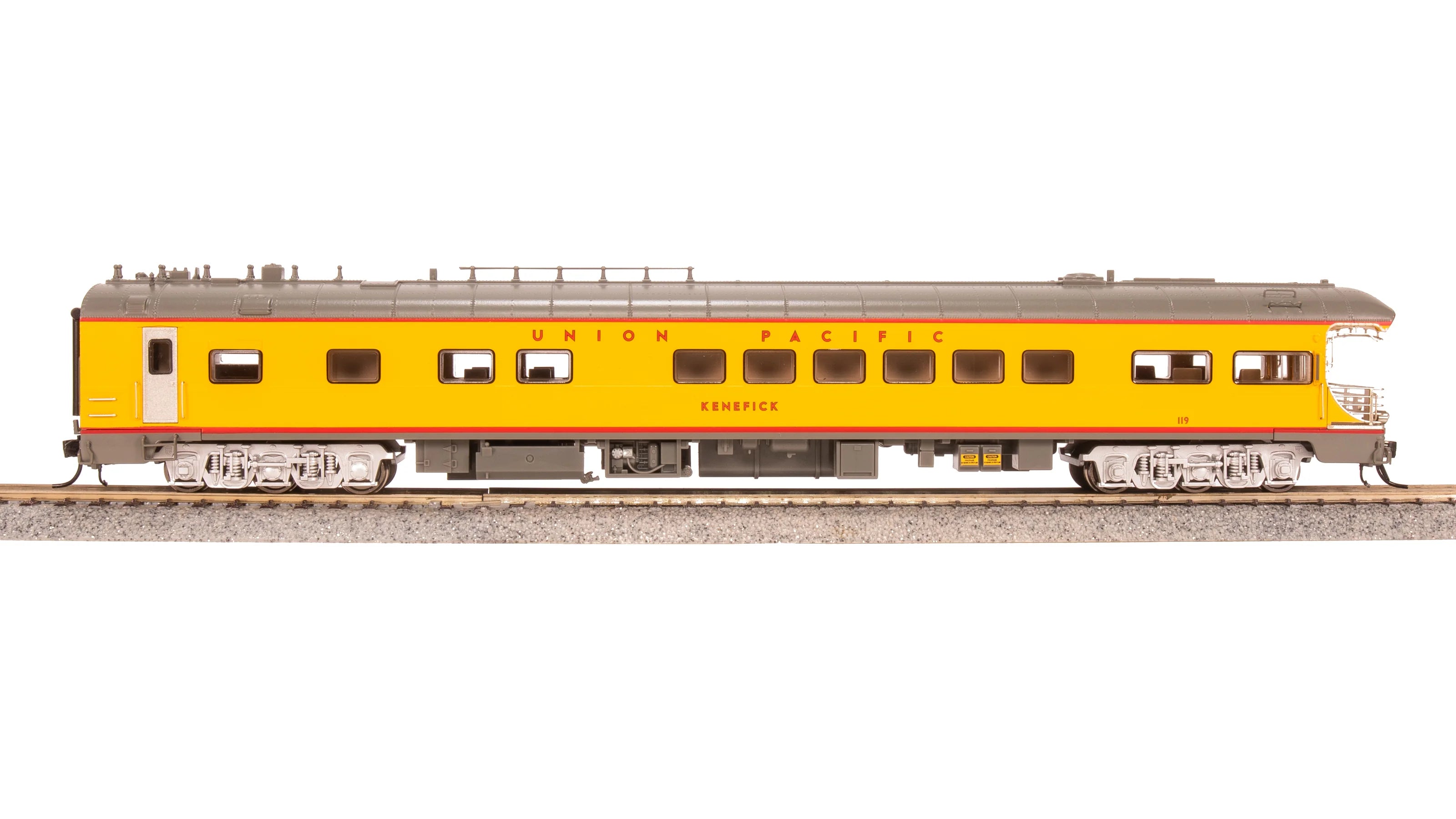 Broadway Limited Imports BLI-9012, HO Union Pacific Business Car, UP #119 "Kenefick", UP Shield on Rear
