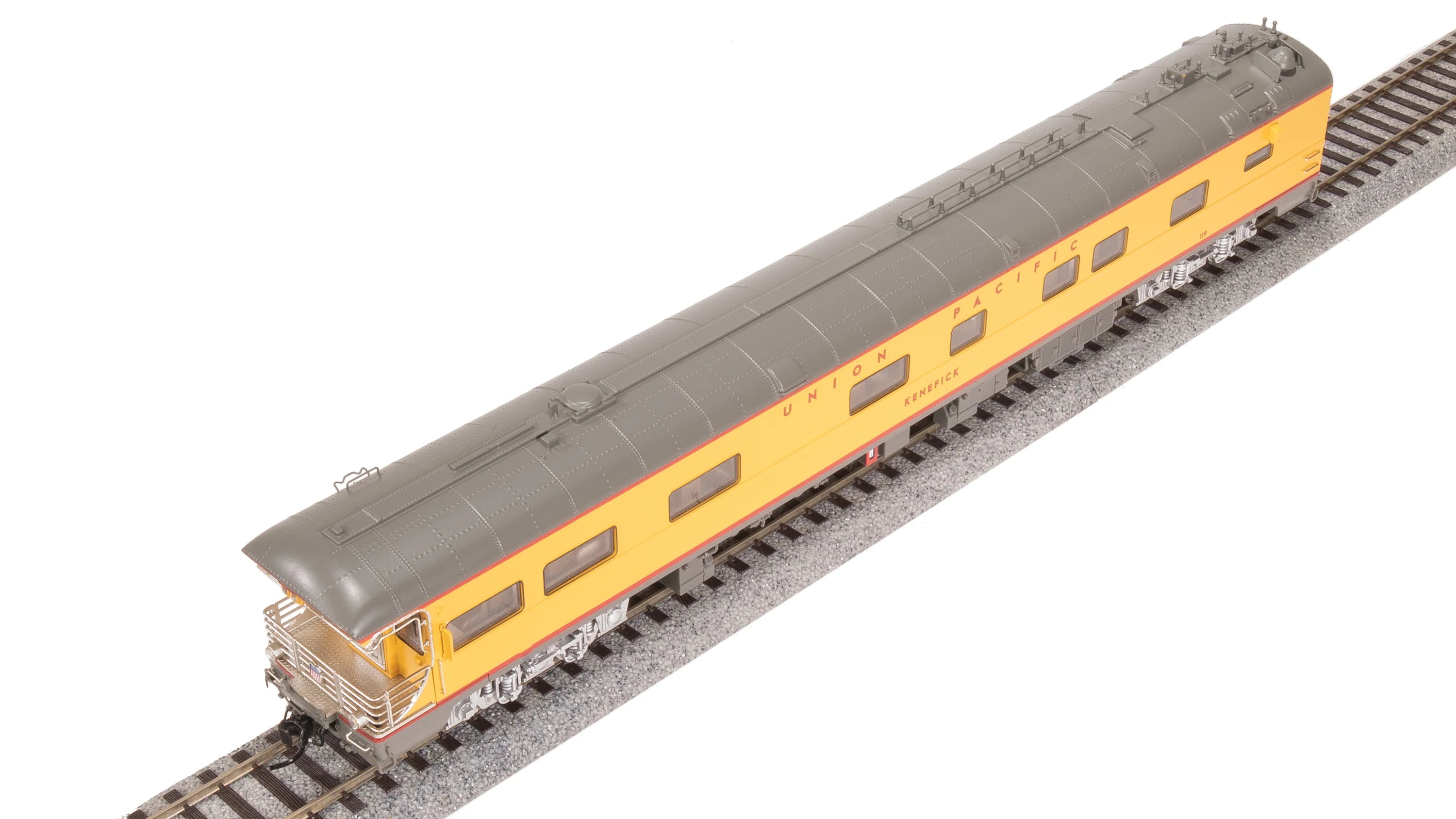 Broadway Limited Imports BLI-9012, HO Union Pacific Business Car, UP #119 "Kenefick", UP Shield on Rear