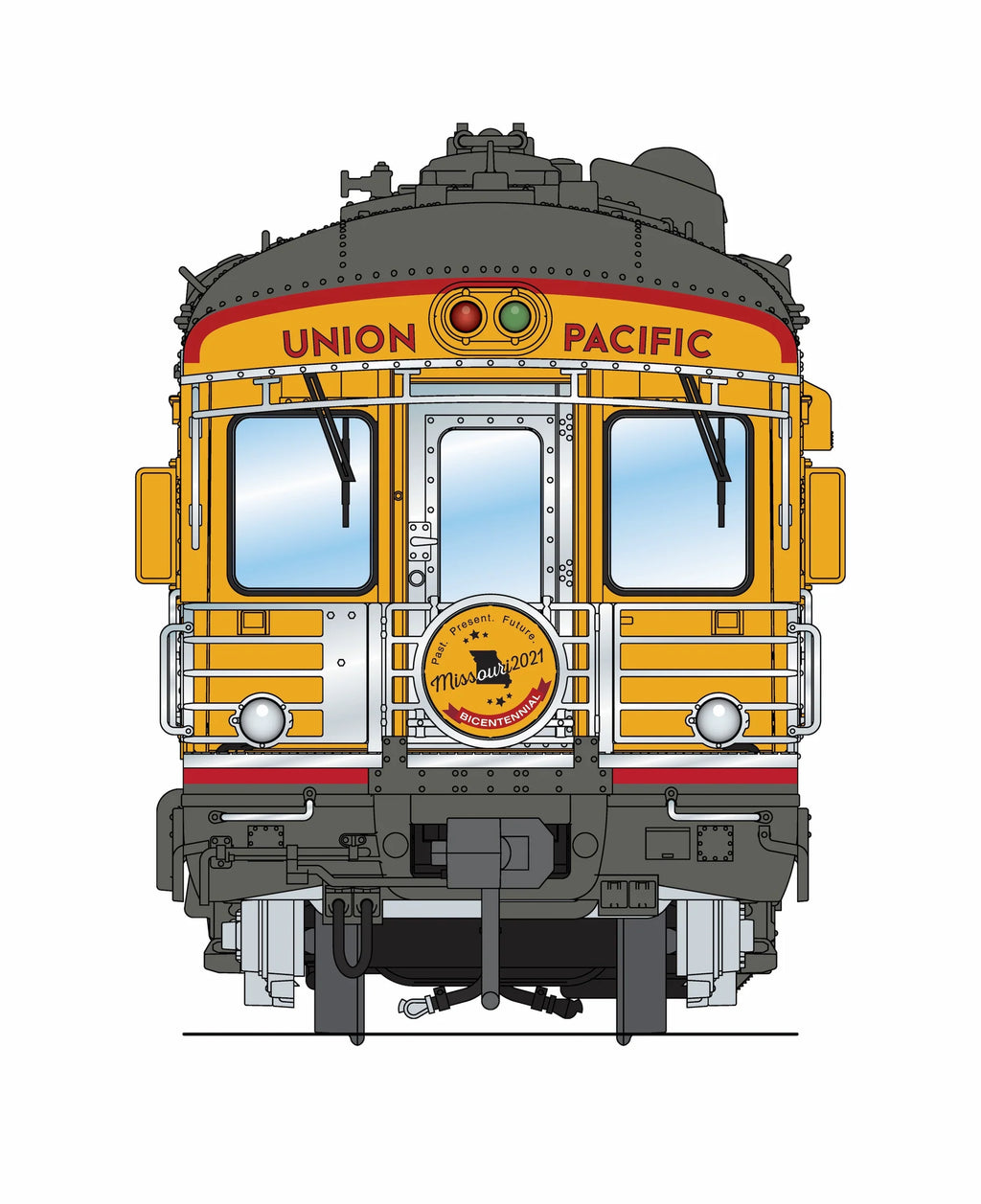 Broadway Limited Imports BLI-9017, HO Scale Union Pacific Business Car, UP #119 Kenefick, Missouri Bicentennial Drumhead