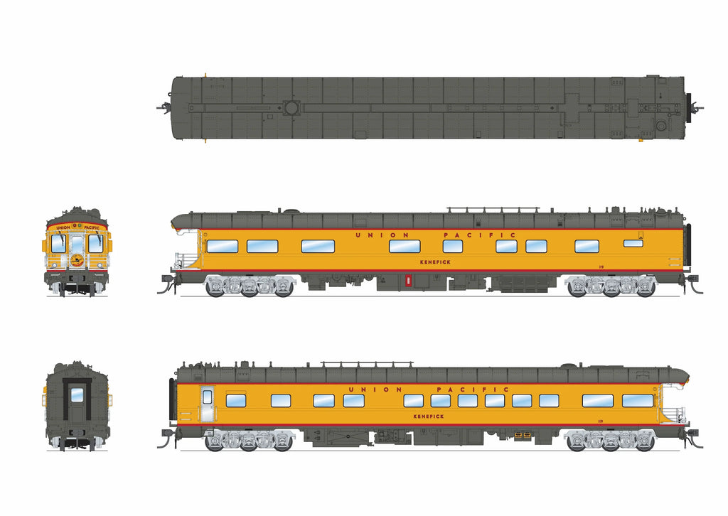 Broadway Limited Imports BLI-9017, HO Scale Union Pacific Business Car, UP #119 Kenefick, Missouri Bicentennial Drumhead