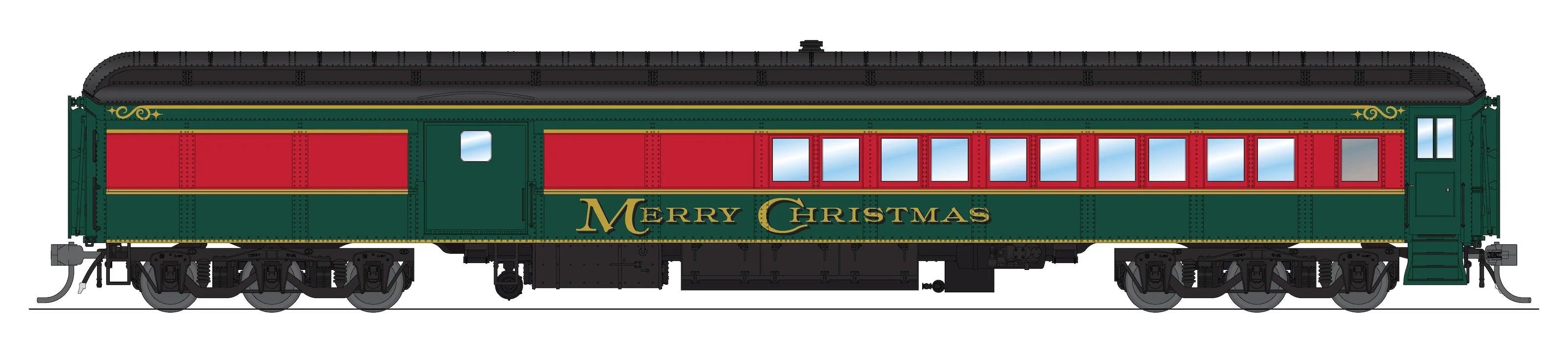 Broadway Limited Imports 9103 Heavyweight 5-Car Passenger Set, Christmas Paint Scheme, HO Scale
