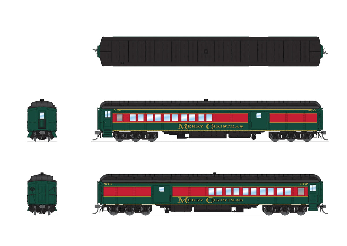 Broadway Limited Imports 9103 Heavyweight 5-Car Passenger Set, Christmas Paint Scheme, HO Scale