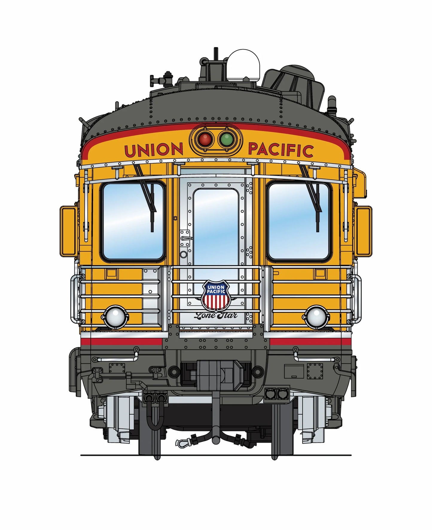 9590 Union Pacific Business Car, UP #101 "Lone Star", 2001-2017 Appearance, UP Shield on Rear, HO
