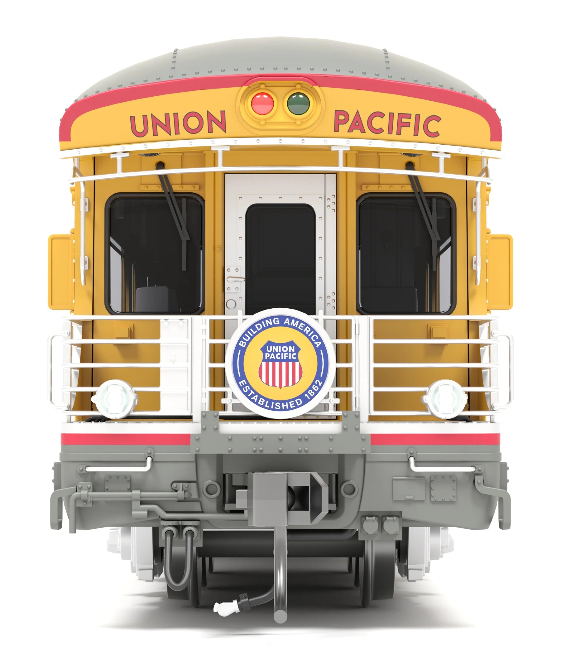 Broadway Limited 9594 - Business Car Union Pacific (UP) #101 "Lincoln", Yellow "Building America" Drumhead - HO Scale