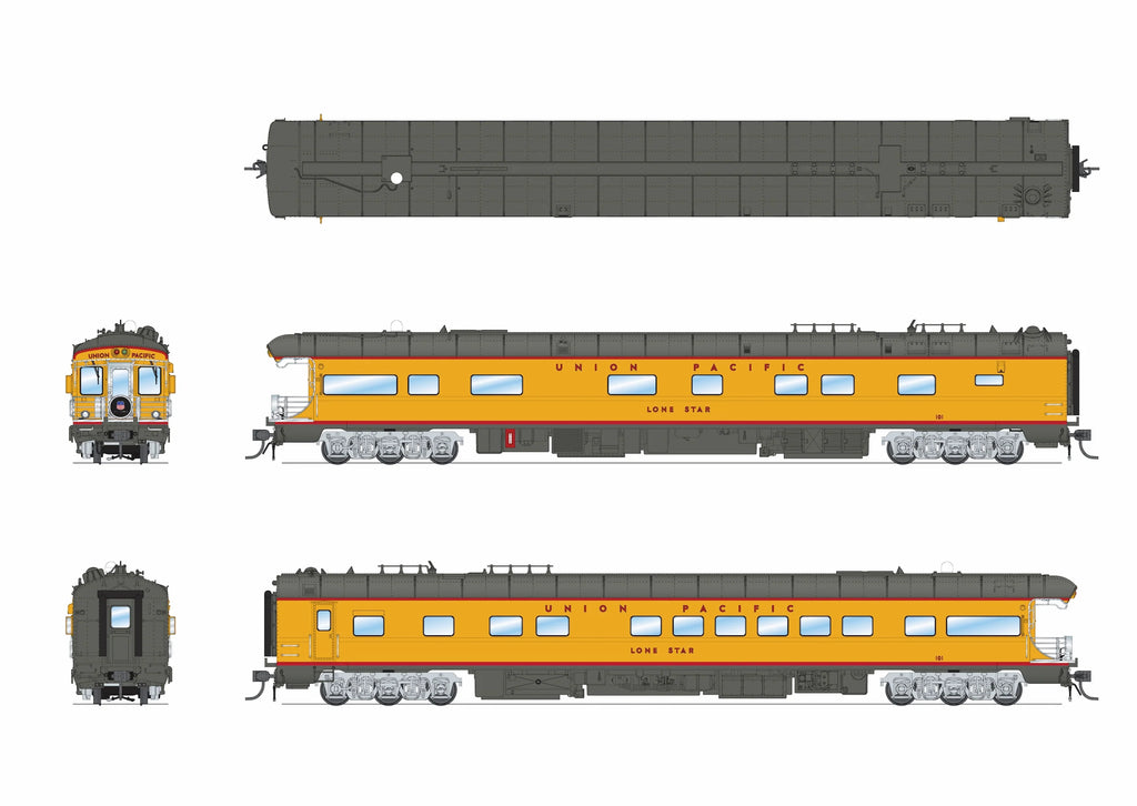 Broadway Limited 9595 - Business Car Union Pacific (UP) #101 "Lone Star", Black "Building America" Drumhead - HO Scale