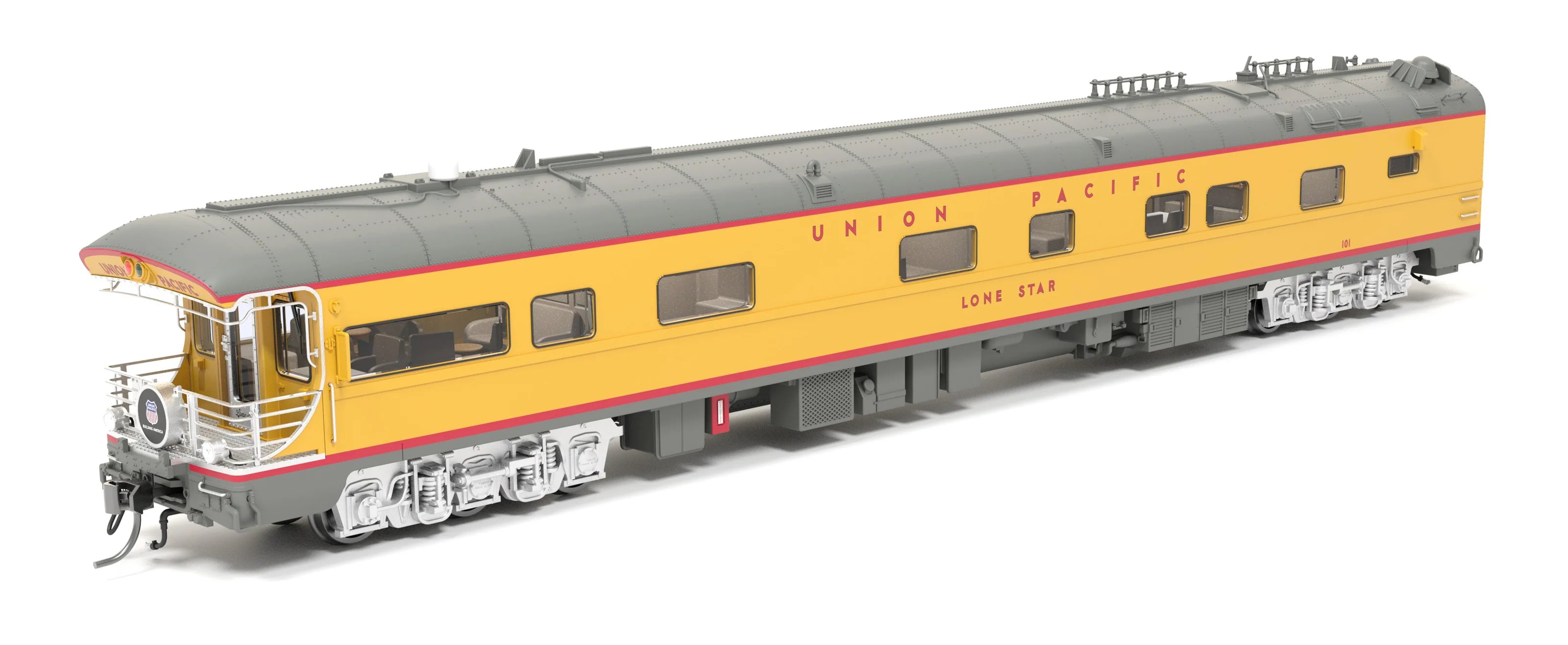 Broadway Limited 9595 - Business Car Union Pacific (UP) #101 "Lone Star", Black "Building America" Drumhead - HO Scale