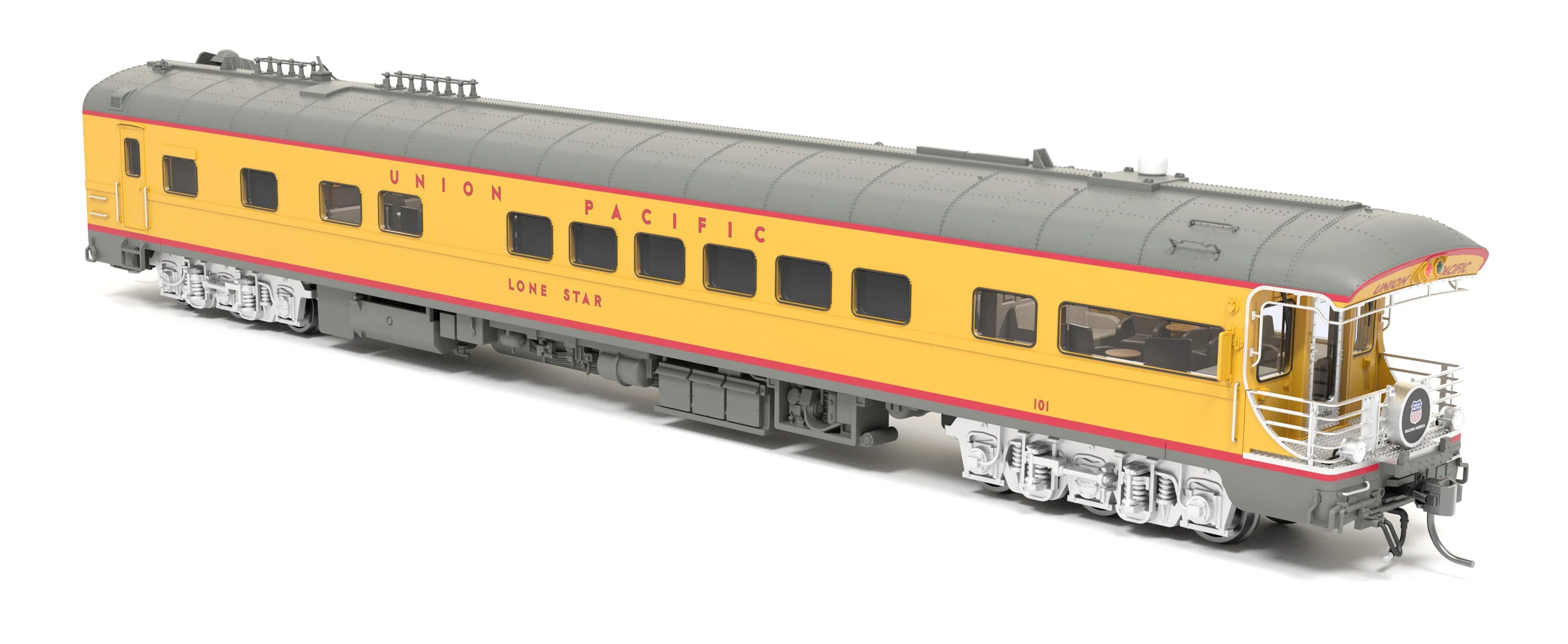 Broadway Limited 9595 - Business Car Union Pacific (UP) #101 "Lone Star", Black "Building America" Drumhead - HO Scale