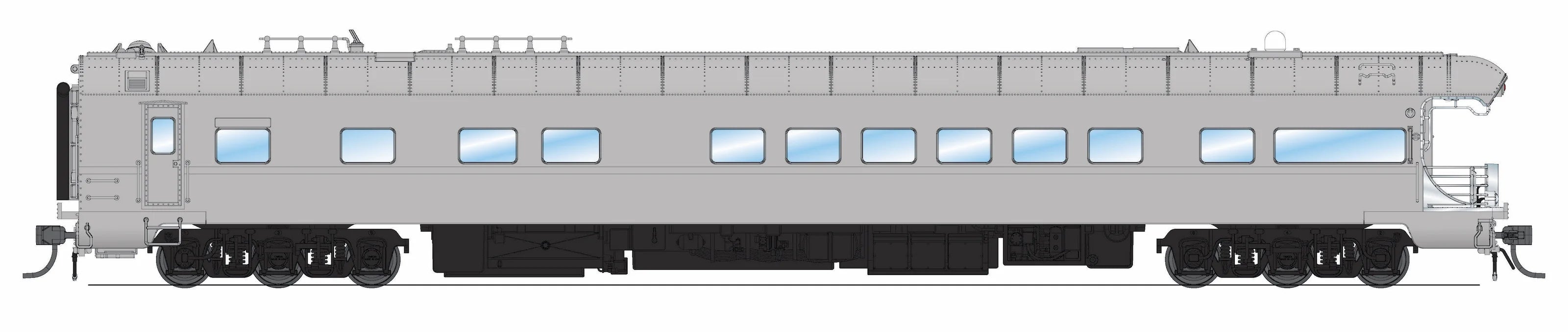 BLI 9596 Union Pacific Business Car #101, Painted Primer Gray, Black Trucks, HO Scale