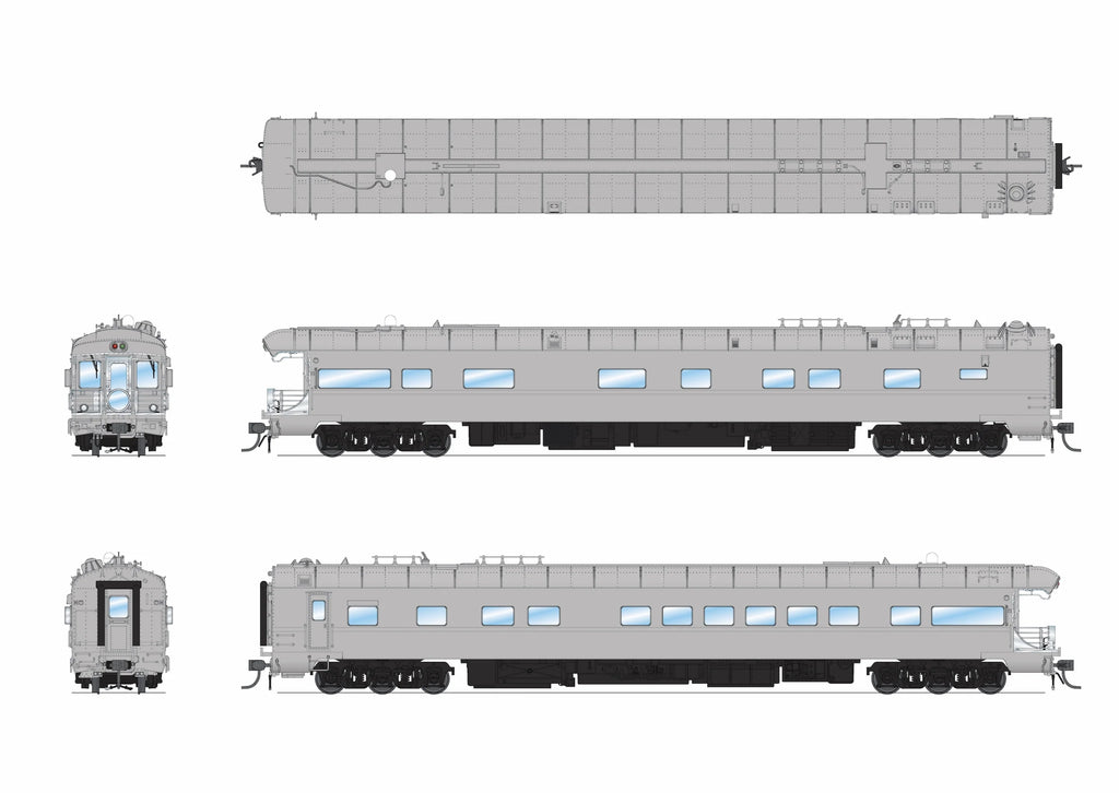 BLI 9596 Union Pacific Business Car #101, Painted Primer Gray, Black Trucks, HO Scale