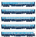 Broadway Limited 9717 HO Holiday-themed Heavyweight 5-Car Passenger Set, Blue & White Scheme