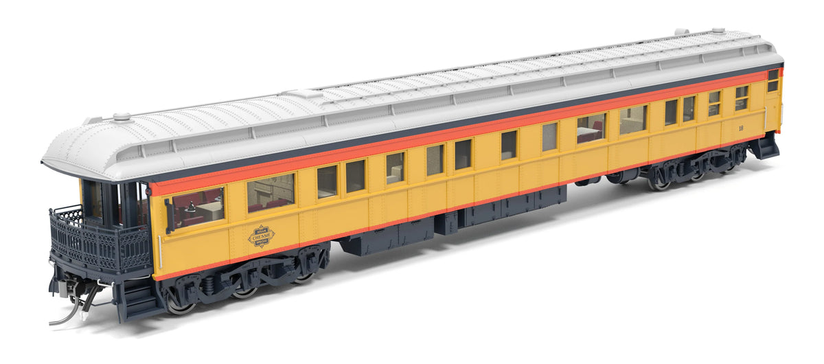 Broadway Limited 9722 Heavyweight Business Car Observation - Ready to Run -- Chessie Steam Special #18 (yellow, blue, vermillion, silver) HO Scale