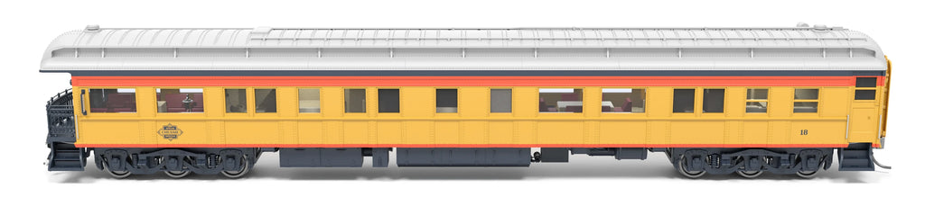Broadway Limited 9722 Heavyweight Business Car Observation - Ready to Run -- Chessie Steam Special #18 (yellow, blue, vermillion, silver) HO Scale