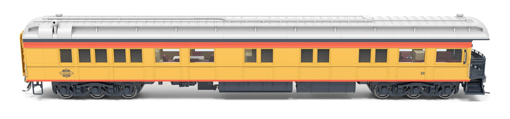 Broadway Limited 9722 Heavyweight Business Car Observation - Ready to Run -- Chessie Steam Special #18 (yellow, blue, vermillion, silver) HO Scale