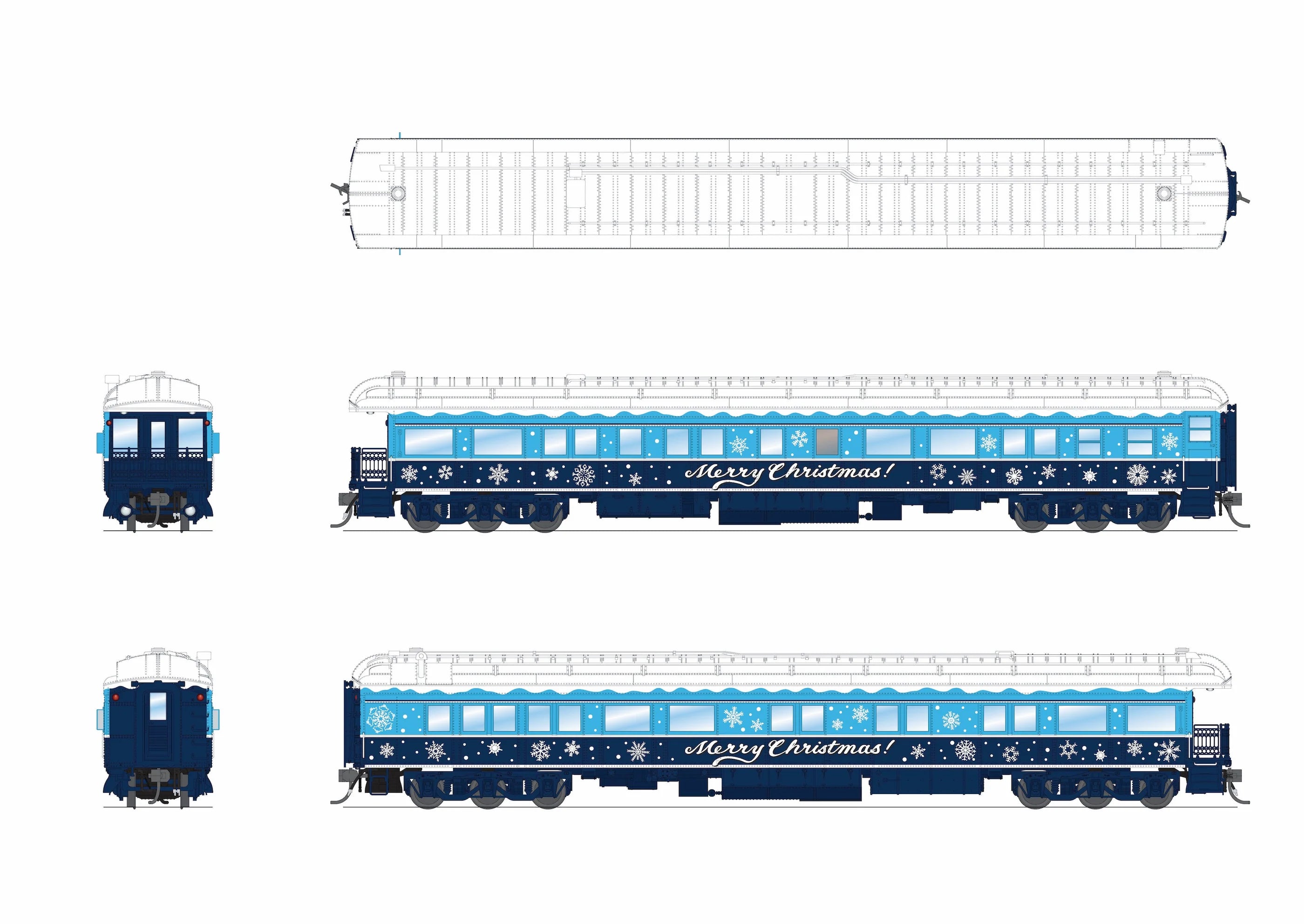 Broadway Limited Imports 9725 Blue & White Holiday Business Car, HO Scale