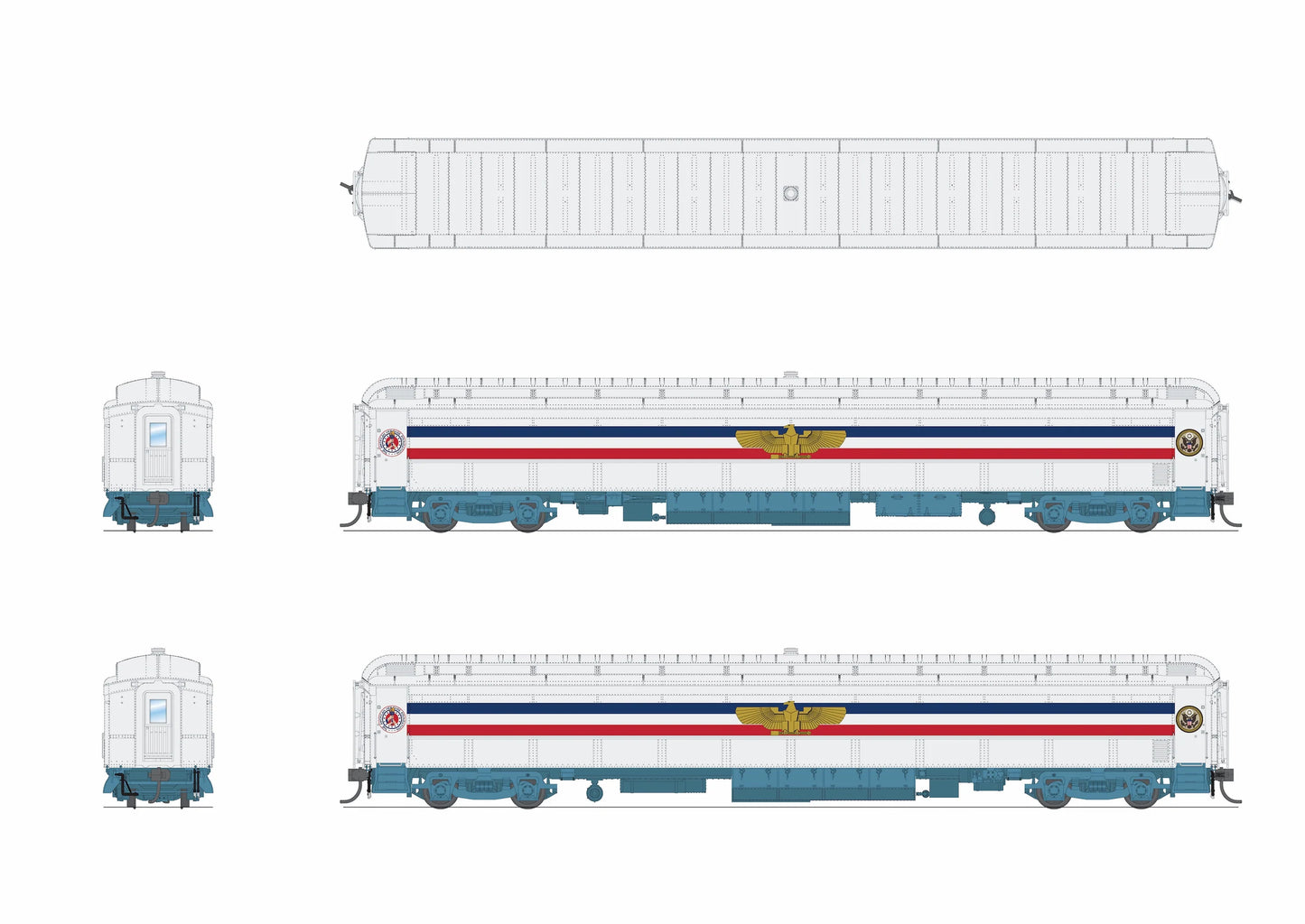 Broadway Limited Imports 9733 1947 Freedom Train 80' Passenger Coach, 1947-1949, w/ Eagle, HO Scale