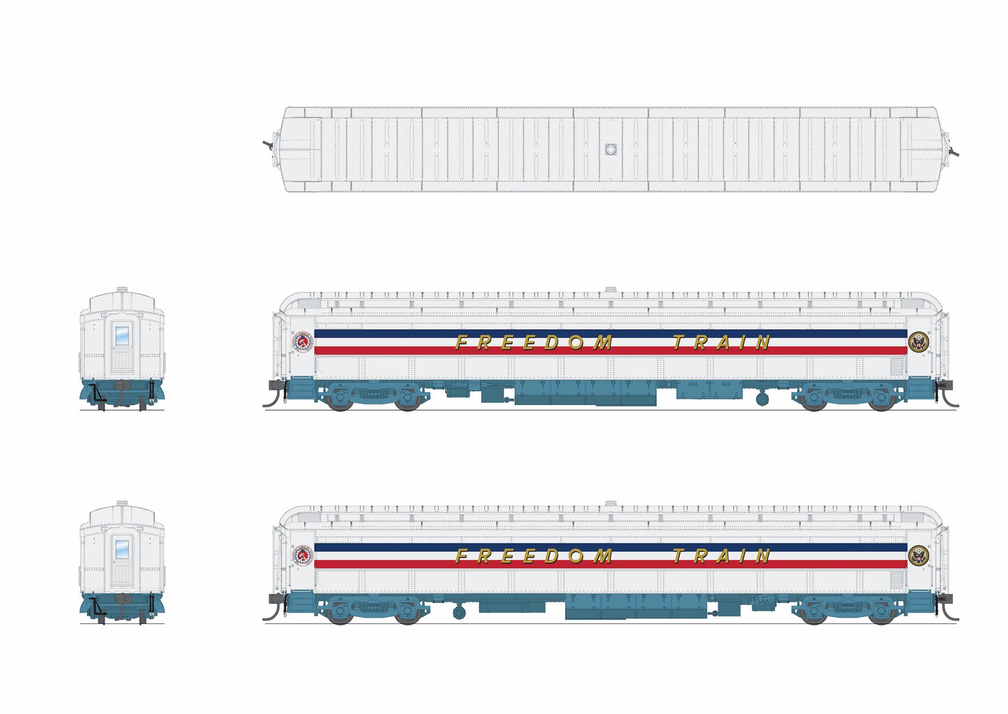 Broadway Limited Imports 9734 1947 Freedom Train 80' Passenger Coach, 1947-1949, HO Scale