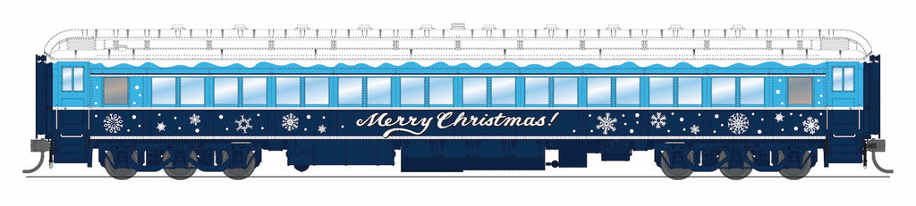 Broadway Limited 9739 Blue & White Holiday-themed Passenger Coach, HO Scale