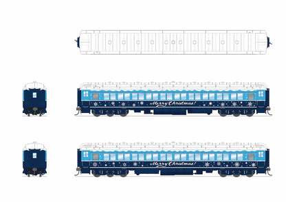 Broadway Limited 9739 Blue & White Holiday-themed Passenger Coach, HO Scale