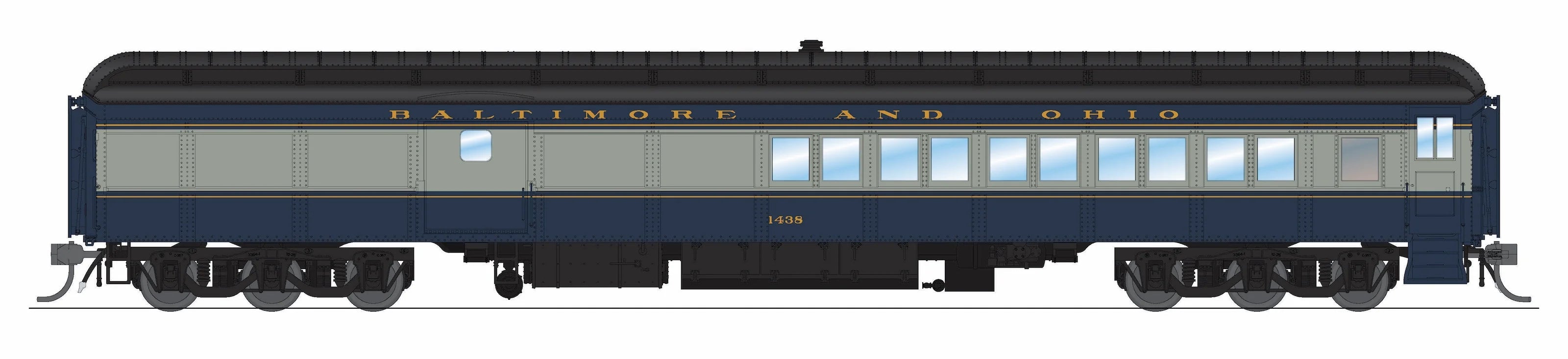 Broadway Limited 9741 B&O Baggage-Combine Car #1438, Blue & Gray, HO Scale
