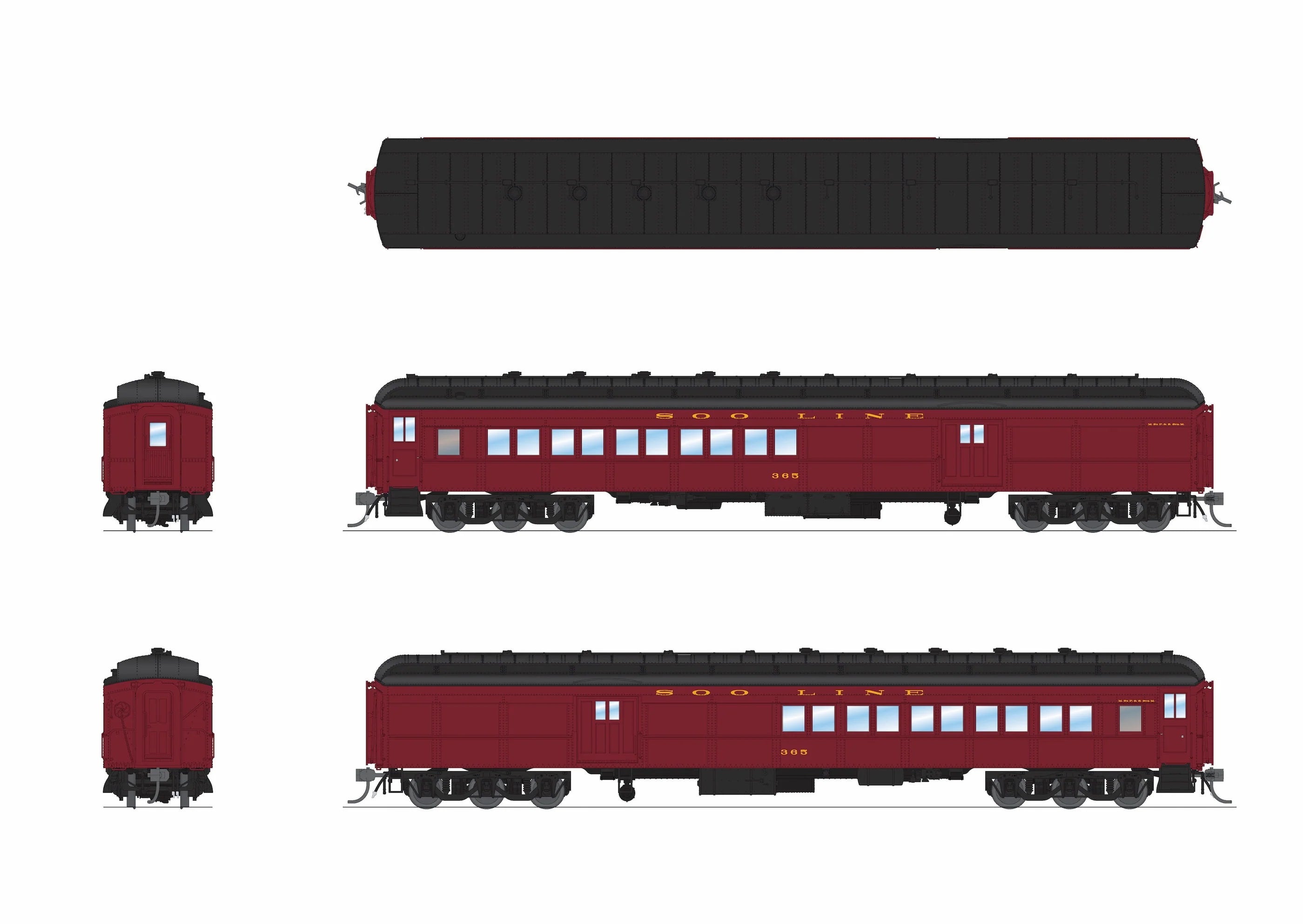 Broadway Limited 9750 SOO Line Baggage-Combine Car #365, HO Scale