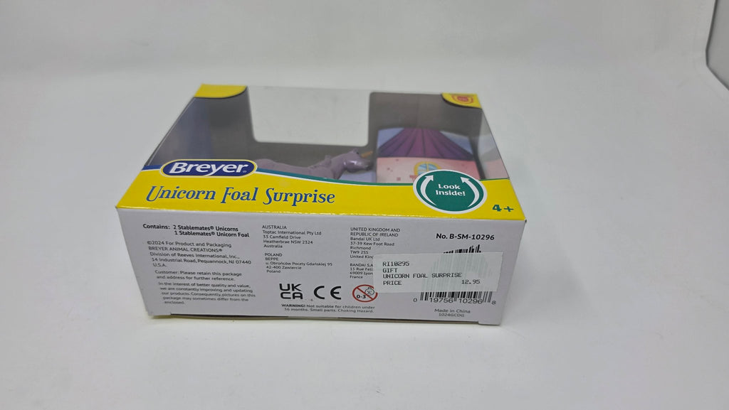 Breyer Unicorn Foal Surprise box bottom with barcode