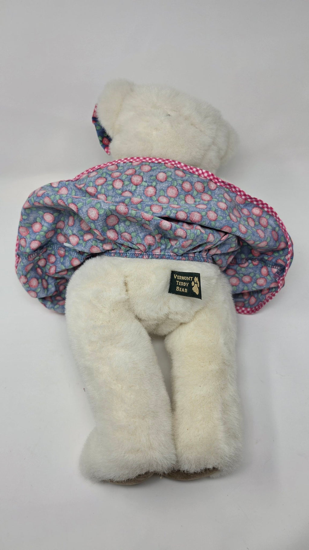 Vermont Teddy Bear — Cream Bear in Blue Floral Dress & Bow