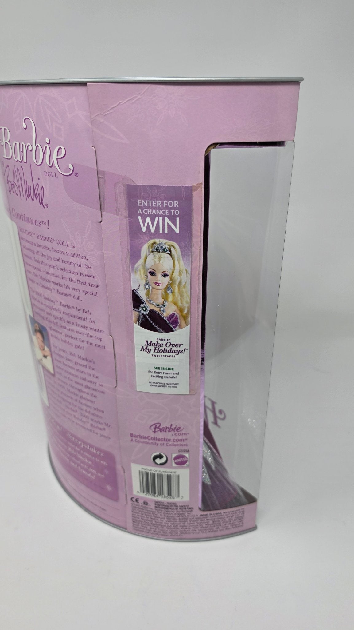 2005 Holiday Barbie by Bob Mackie box side