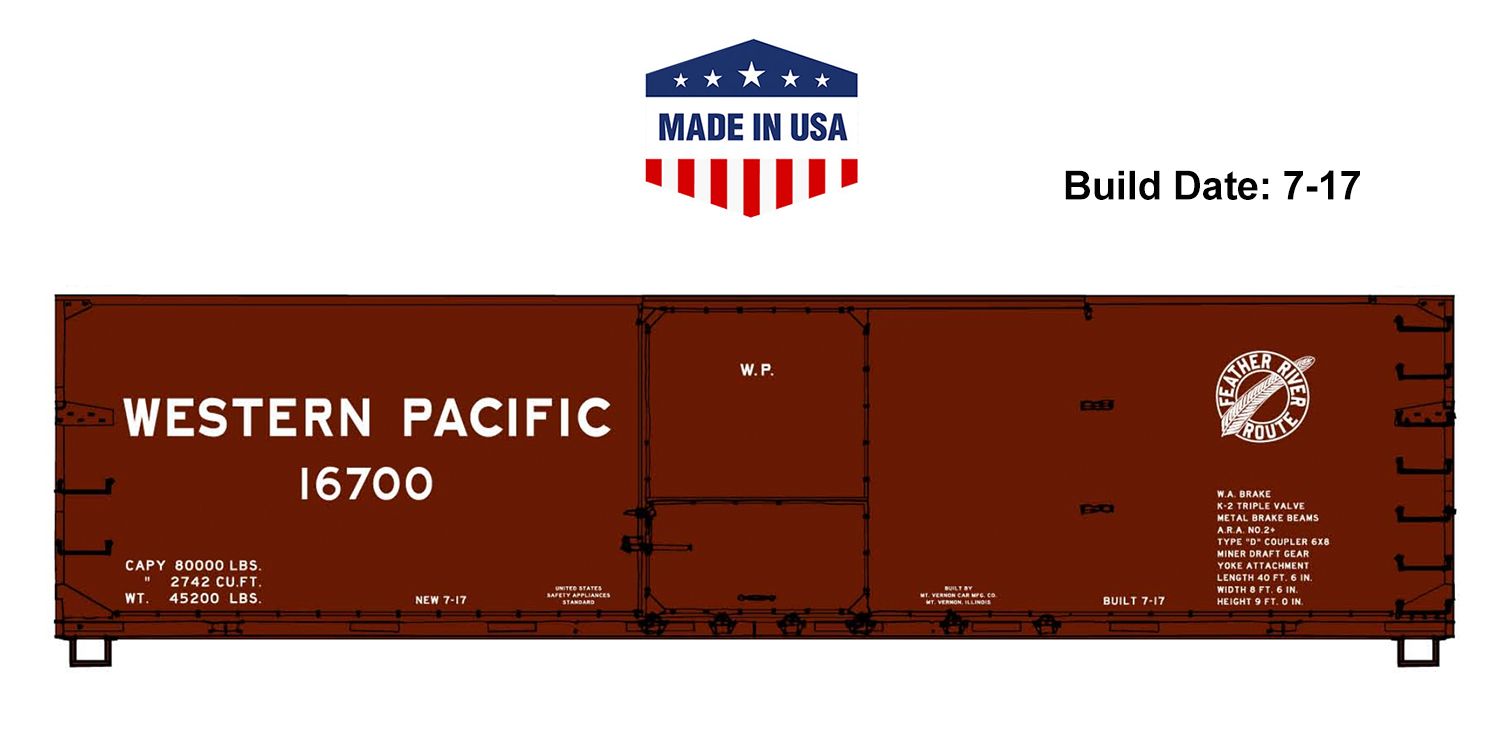 Accurail® 81782, HO Scale Kit, Double Sheath Wood Box Car, Western Pacific WP #16700