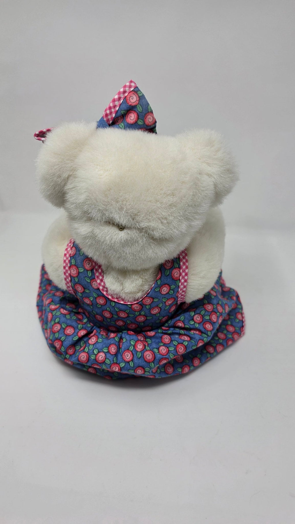 Vermont Teddy Bear — Cream Bear in Blue Floral Dress & Bow