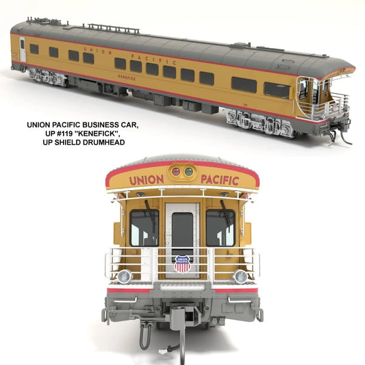 Broadway Limited Imports BLI-9012, HO Union Pacific Business Car, UP #119 "Kenefick", UP Shield on Rear