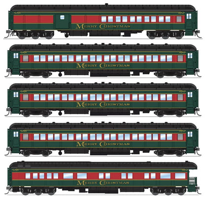 Broadway Limited Imports 9103 Heavyweight 5-Car Passenger Set, Christmas Paint Scheme, HO Scale