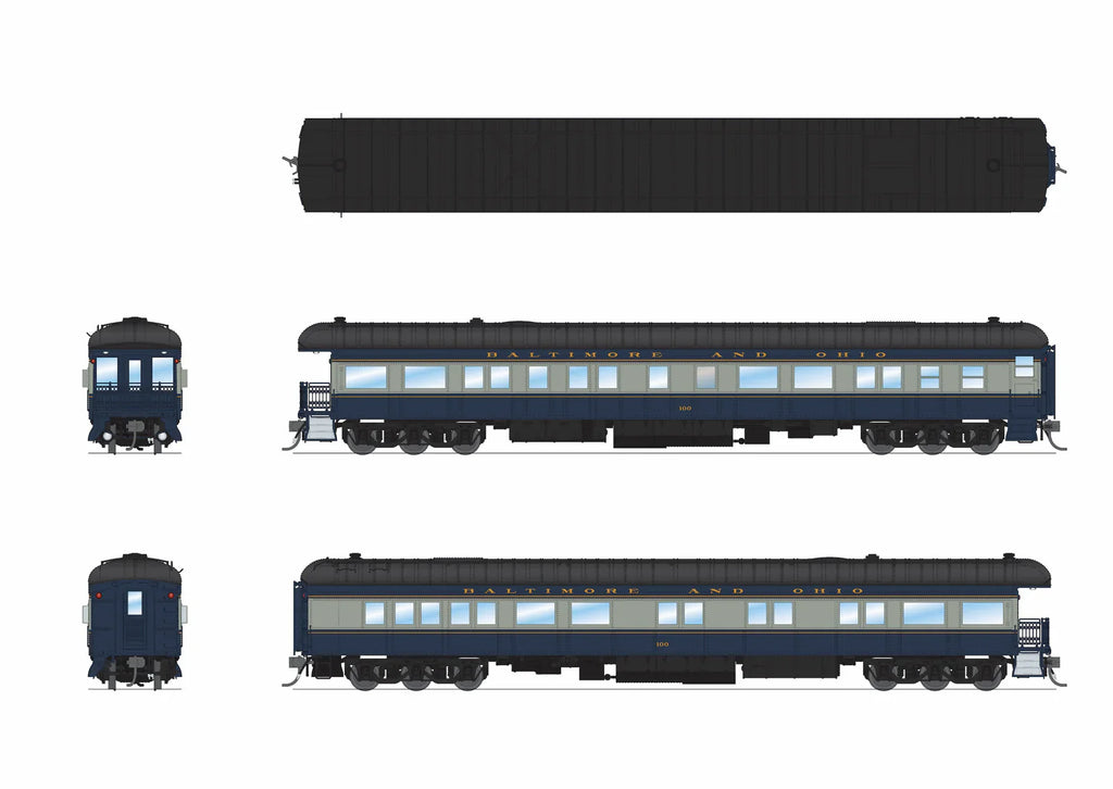 BLI 9721 HO Scale Pullman Business Car Baltimore & Ohio "B&O 100" (Blue & Gray Scheme)