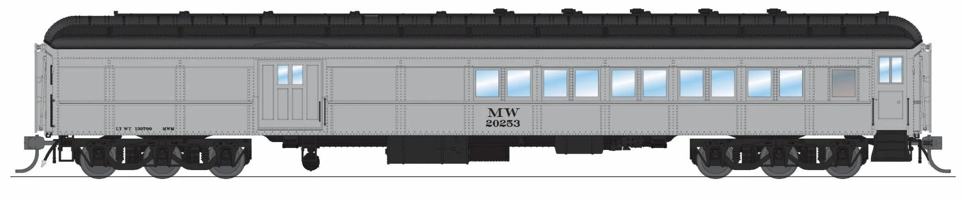 Broadway Limited Imports 9748, HO Scale Heavyweight Baggage-Combine, Maintenance of Way MOW #20253