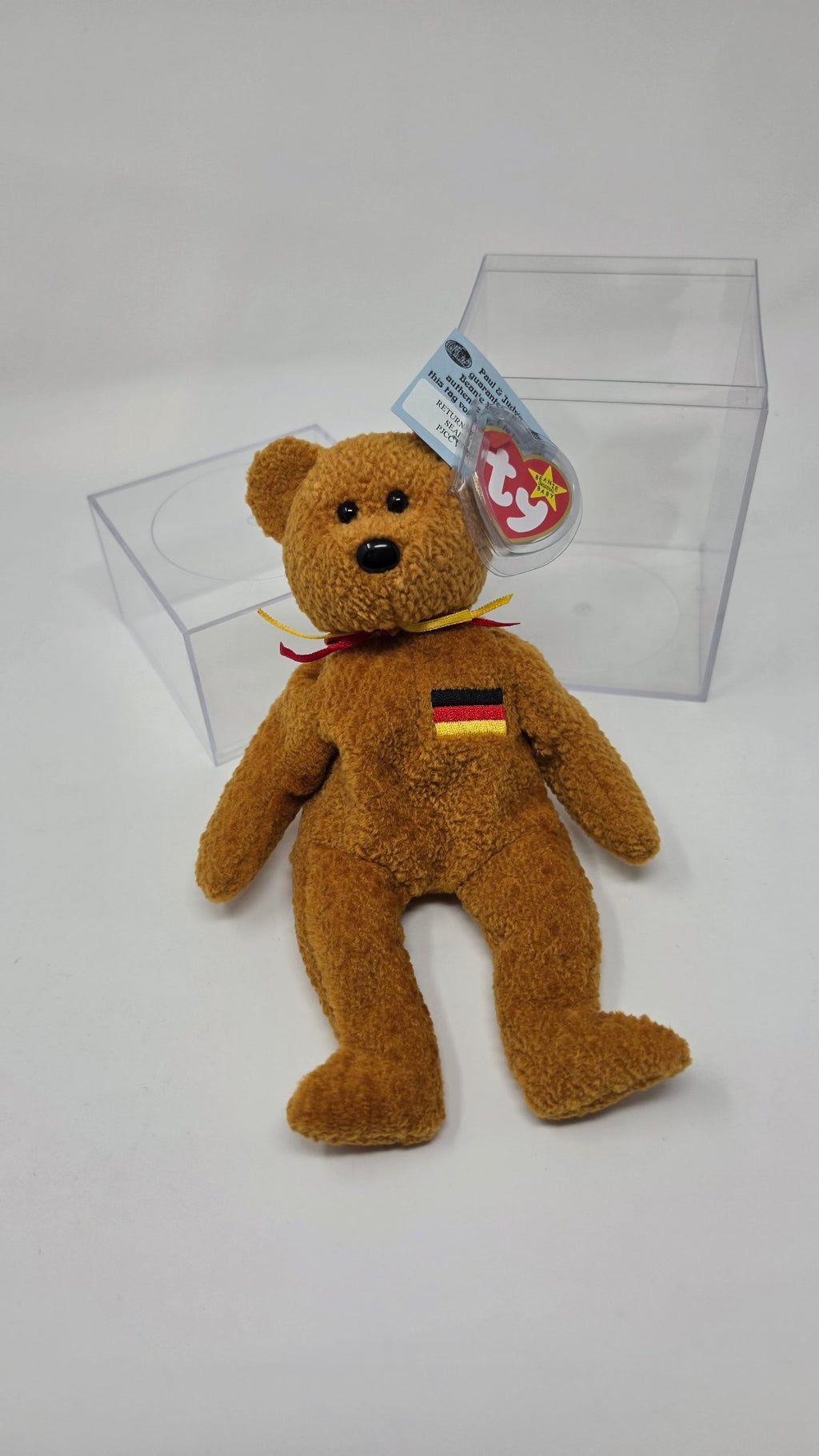Ty Beanie Baby Germania — Germany Bear with Tags & Display Case