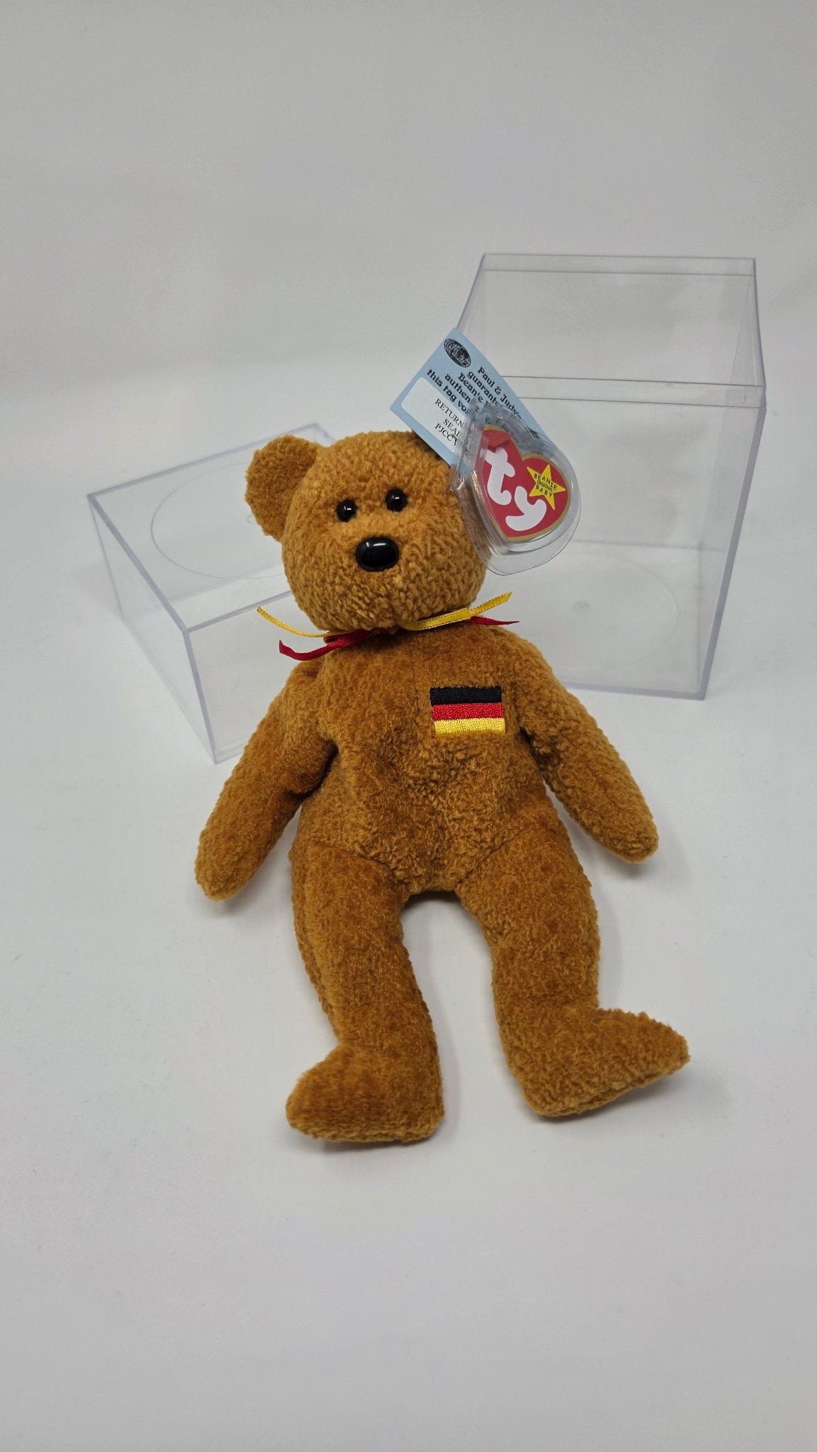 Ty Beanie Baby Germania — Germany Bear with Tags & Display Case