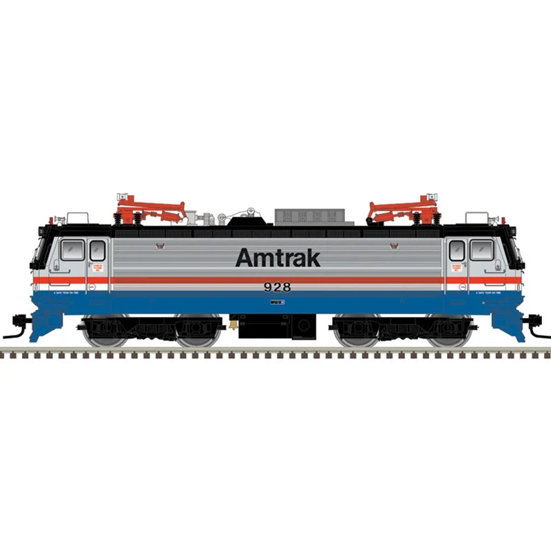 Atlas 10004644 HO AEM-7 Electric LokSound and DCC Amtrak #928 (Phase III Late 1990s, silver, blue, red, white, black)
