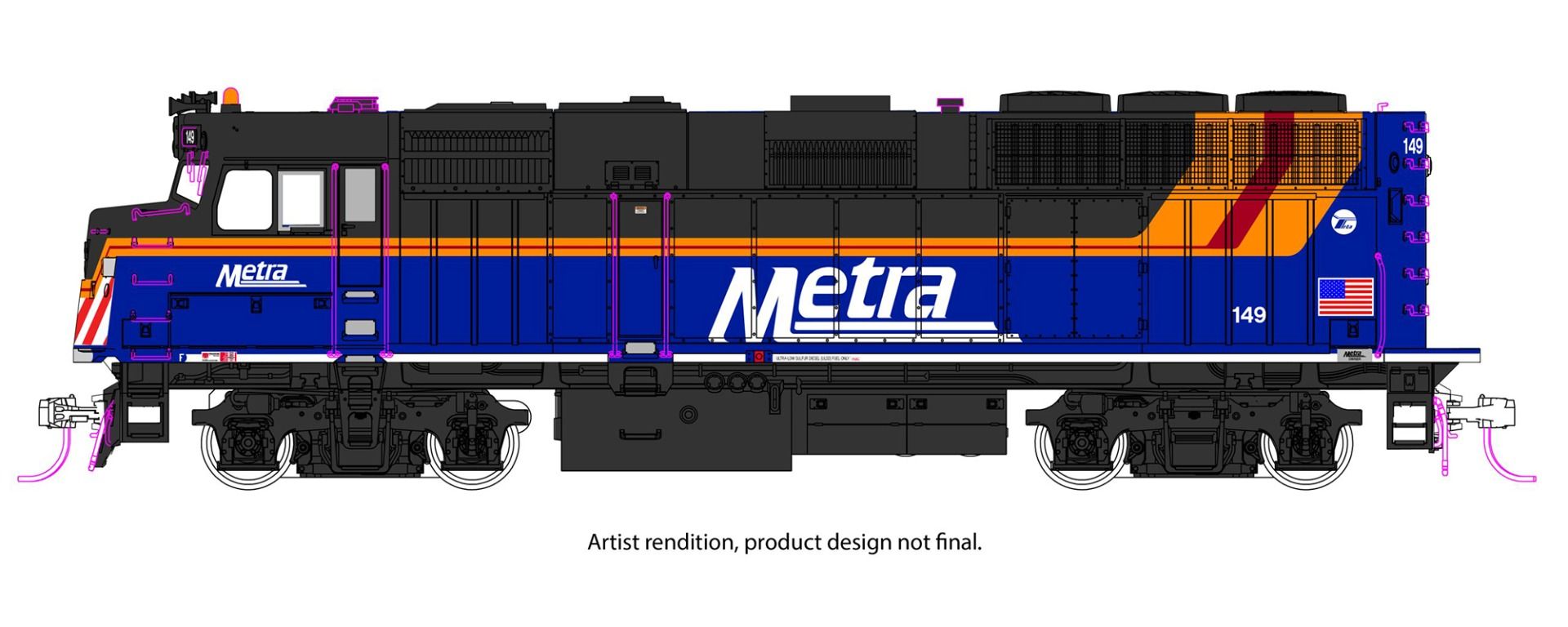 Kato 37-6575-S, HO Scale EMD F40PH With Ditch Lights, Sound & DCC Installed, Chicago Metra New Paint #149