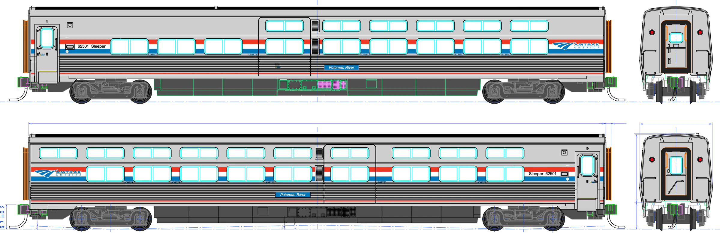 Kato 35-6221 HO Scale Amtrak Viewliner II Sleeper Phase III 62501  "Potomac River"