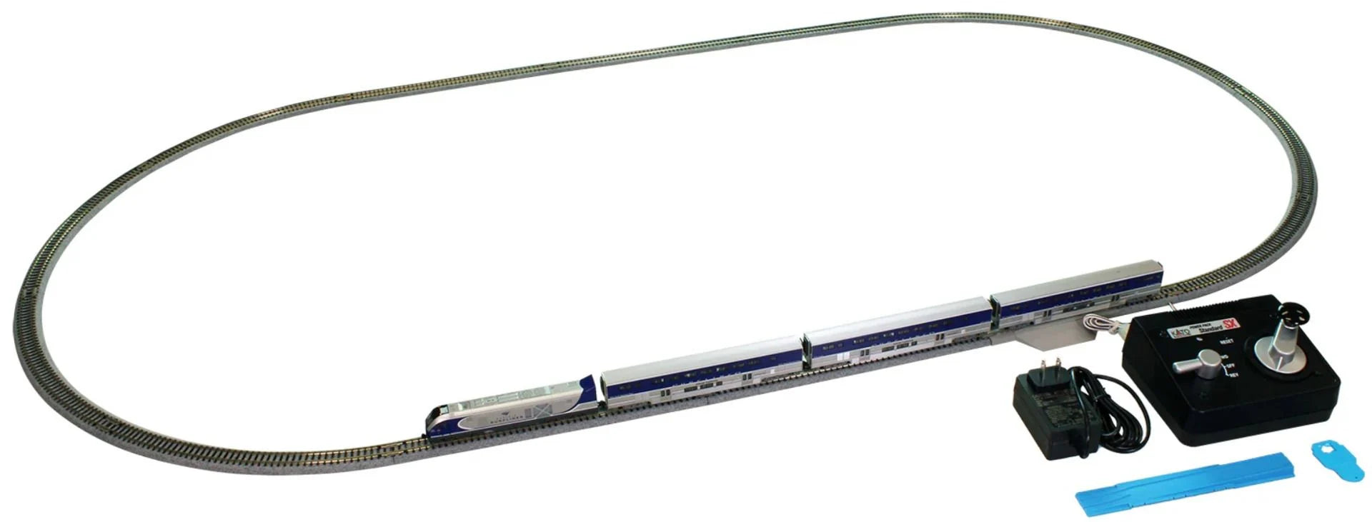 Kato 106-0048, N Scale Amtrak Pacific Surfliner Starter Set, Includes Siemens SC-44 Charger Locomotive, 3 Bi-Level Cars, Unitrack Oval & Power Pack