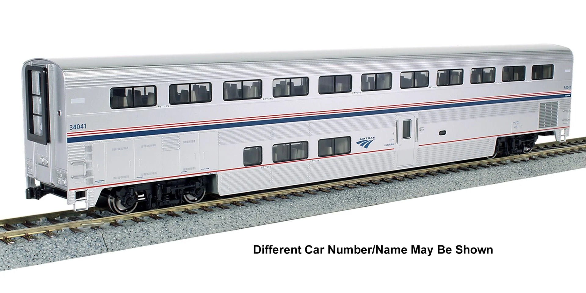 Kato 35-6059-1, HO Scale Superliner I Coach Phase VI, Pre-Installed Interior Lights, Amtrak AMTK #34055