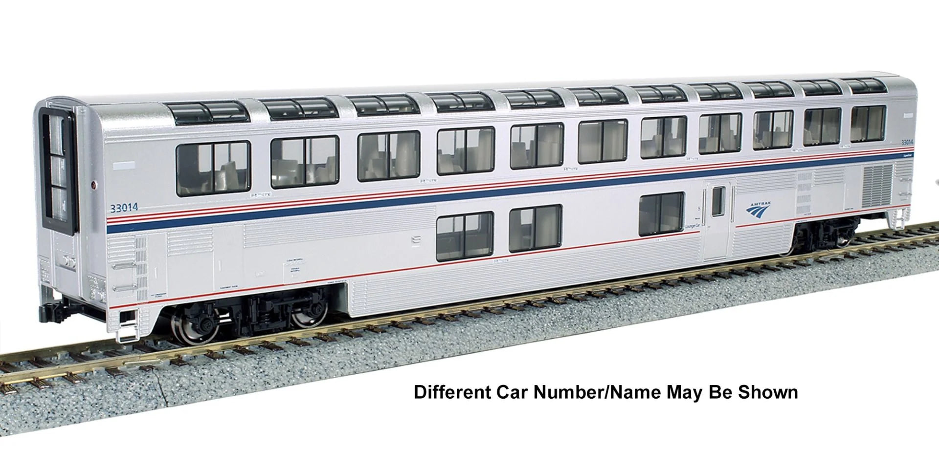 Kato 35-6067-1, HO Scale Superliner I Lounge Phase VI, Pre-Installed Interior Lights, Amtrak AMTK #33023