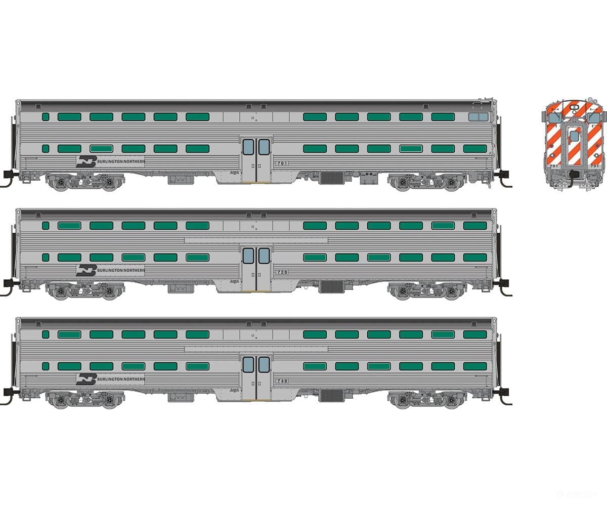 Rapido 545001 N Gallery Commuter Car Burlington Northern Set #1