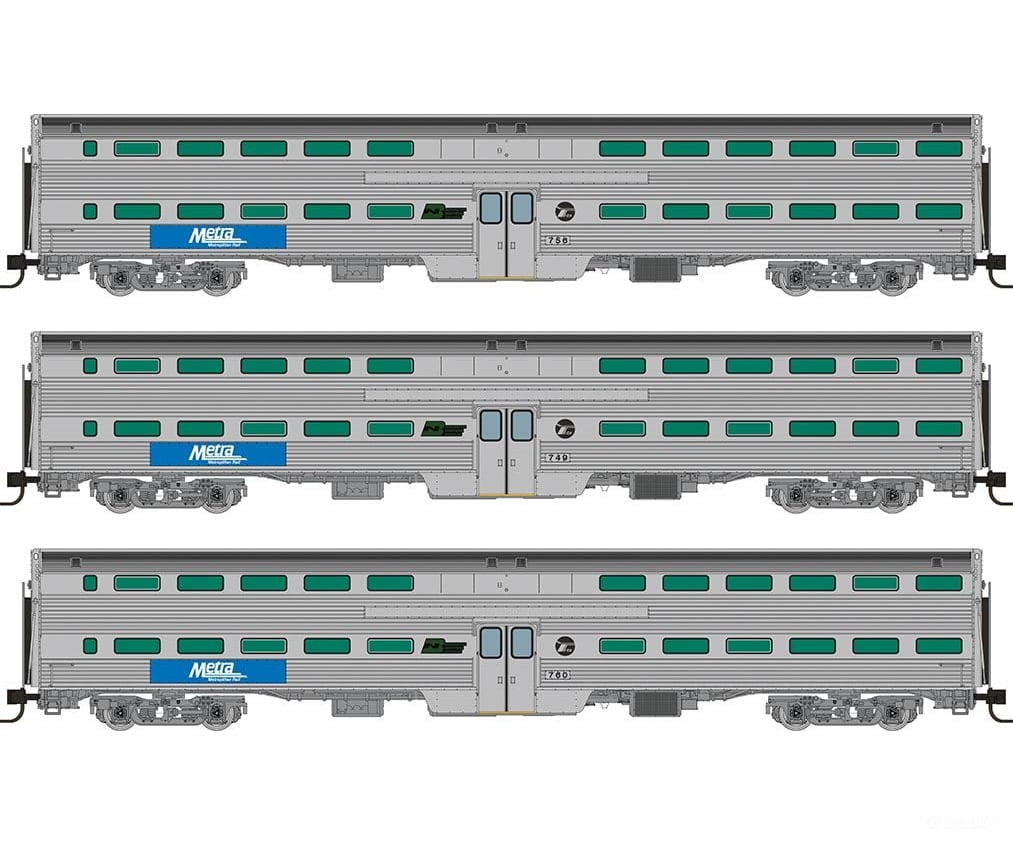 Rapido 545005 N Gallery Commuter Car Metra BN Logo Set #3 (Coaches 749, 756, 760)