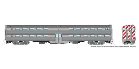 Rapido 145098, Budd Gallery Bi-Level Commuter Cab Coach, Painted, Unlettered Stainless
